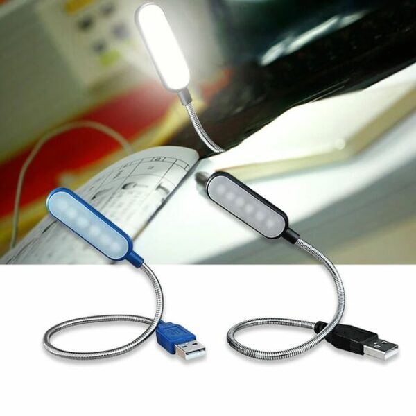 Mini lampe de lecture portable USB LED, lampe de table flexible, 6LED, batterie externe, ordinateur PC – Image 3
