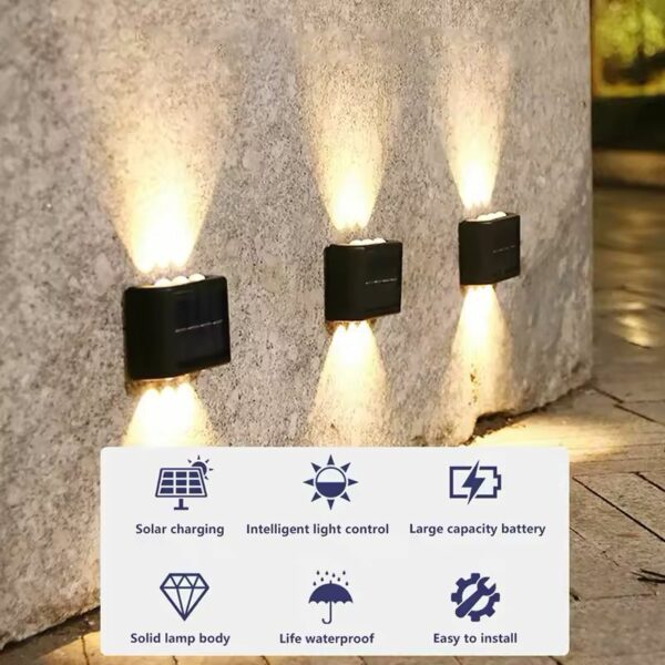 Applique Murale Solaire Étanche à 2/6/10 LED, Luminaire d'Nik, Idéal pour un Jardin, une Cour ou un Carport – Image 3